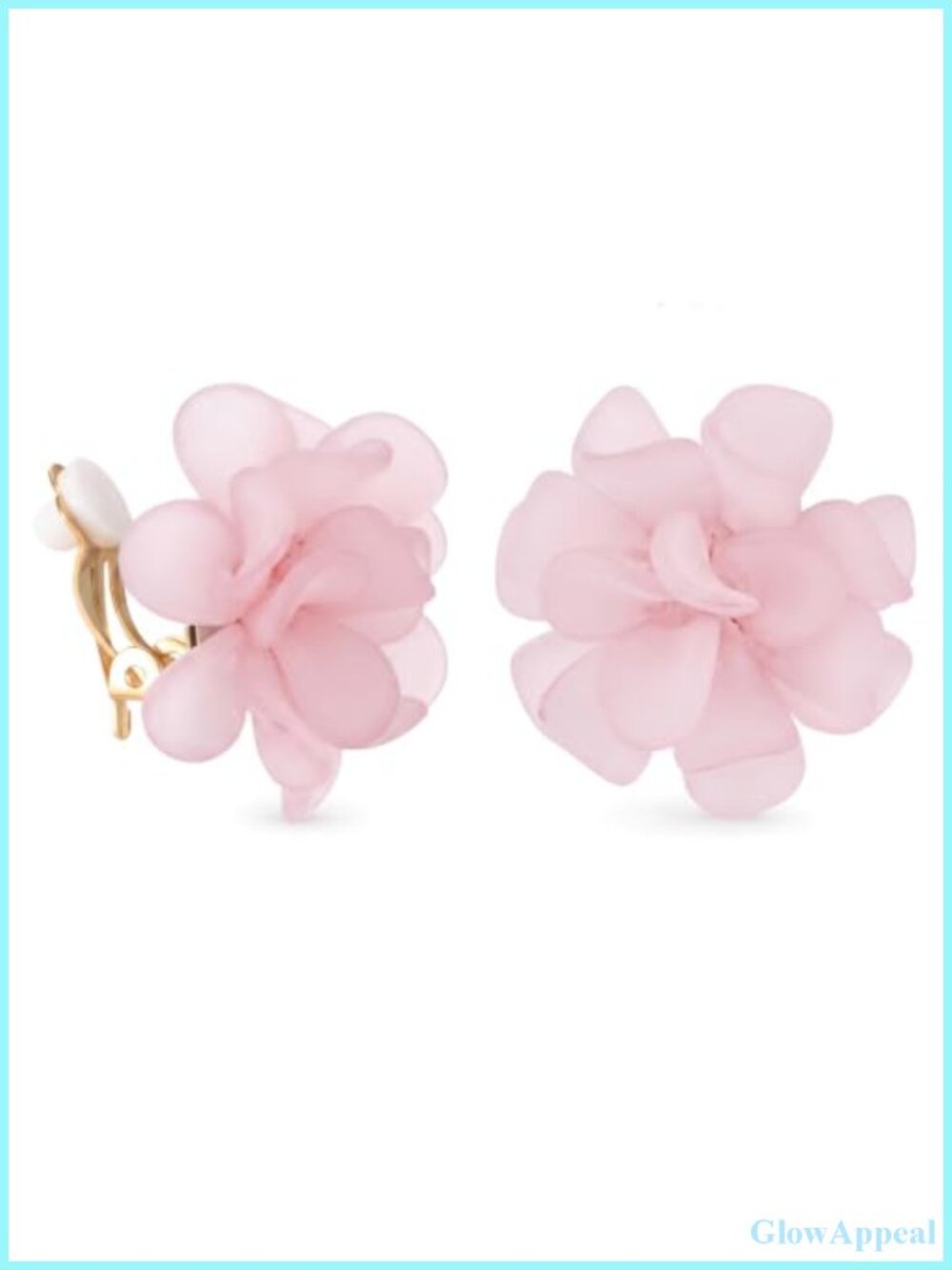 Pink Flower Clip On Earrings No Piercing Acrylic Fashion Jewelry for Women